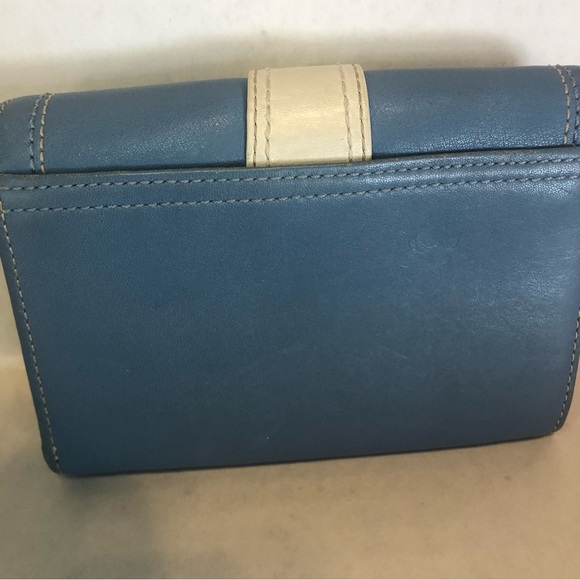Coach Wallet -light blue & cream with snap closure & silver hardware - Picture 2 of 8